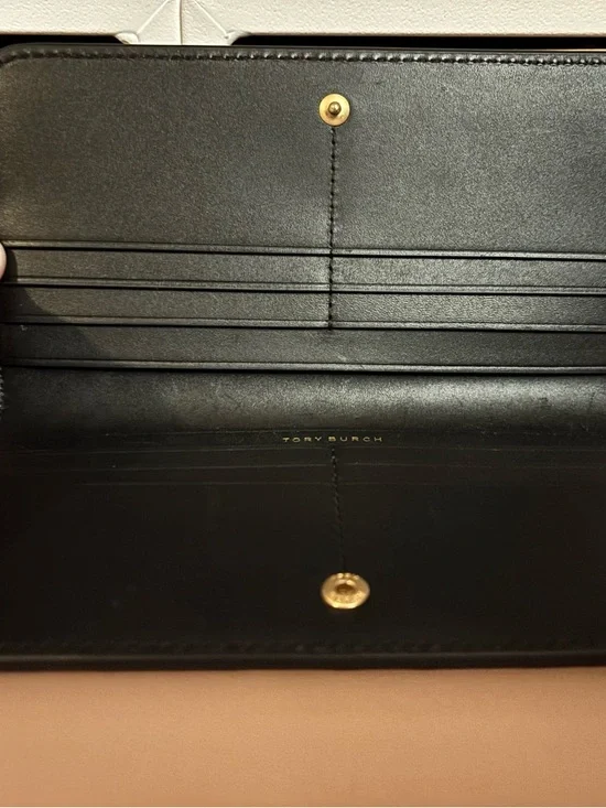 T Monogram Tonal Embossed Zip Slim Wallet, Black - Picture 4 of 4